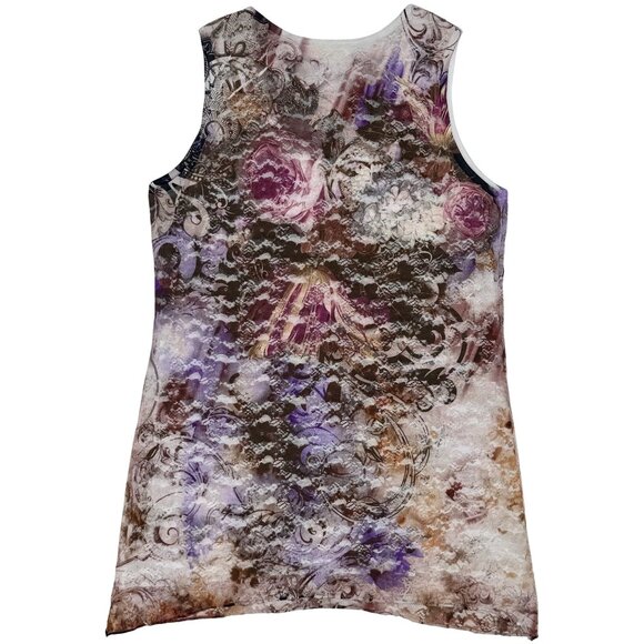 Vtg 90s NWOT Moody Floral Lace Overlay Tank Top | Grunge Fairy Whimsigoth Y2K M - Picture 11 of 16